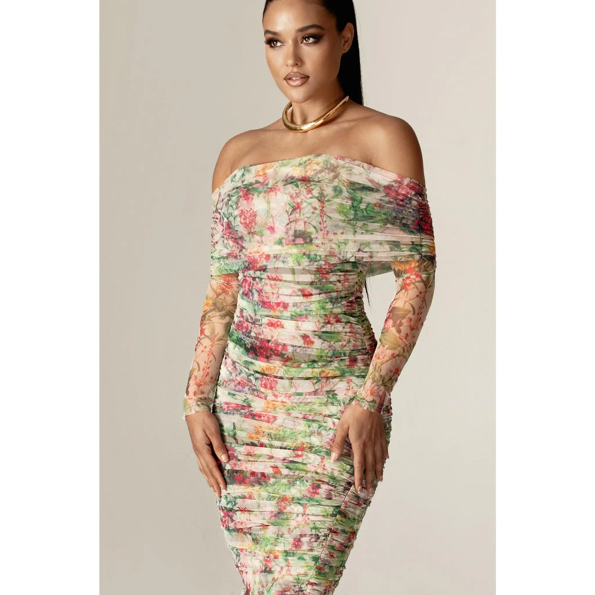 knee length dresses for ladies Aphrodite Off Shoulder Crepe Mini Dress / Ivory | Meshki