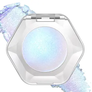 Blue Holographic Duochrome Glitter Eyeshadow, Multichrome Rich Color Shimmer Creamy Metallic Eyeshadow, Half Magic Sparkling Iridescent Mermaid Eye Brightener Makeup Palette