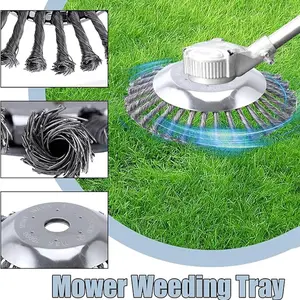 Steel Wire Rotating Weed Brush Lawn Mower Blade, Durable Steel Wire Rotary Brush for Moss Grass Rust Removal, Road Stone Gap Cleaning