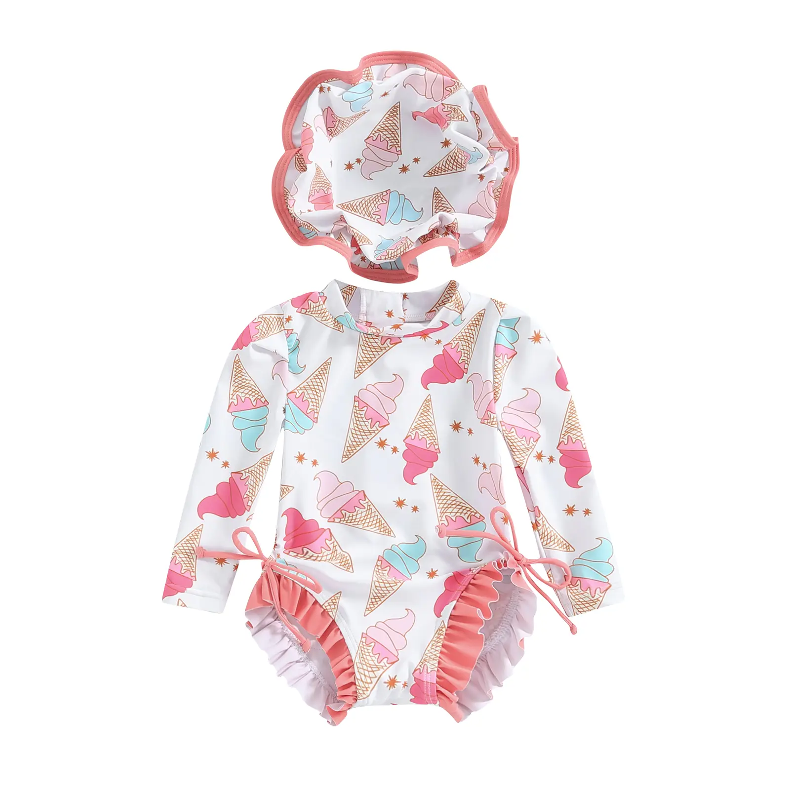 Toddler Baby Girl Bikini Swimsuit Checkerboard Print Swimwear Long Sleeve Rash Guard Zipper Bowknot Summer Beach Bathing Suit UPF 50+ #Springtok