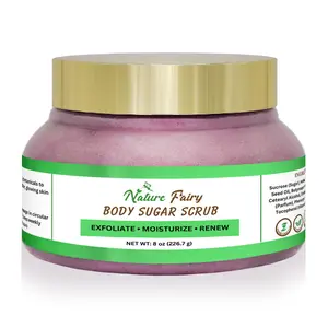 Nature Fairy Body Sugar Scrub - Exfoliate Moisturize Renew with Organic Sugar & Plant Oils Vegan Cruelty-Free 8 oz