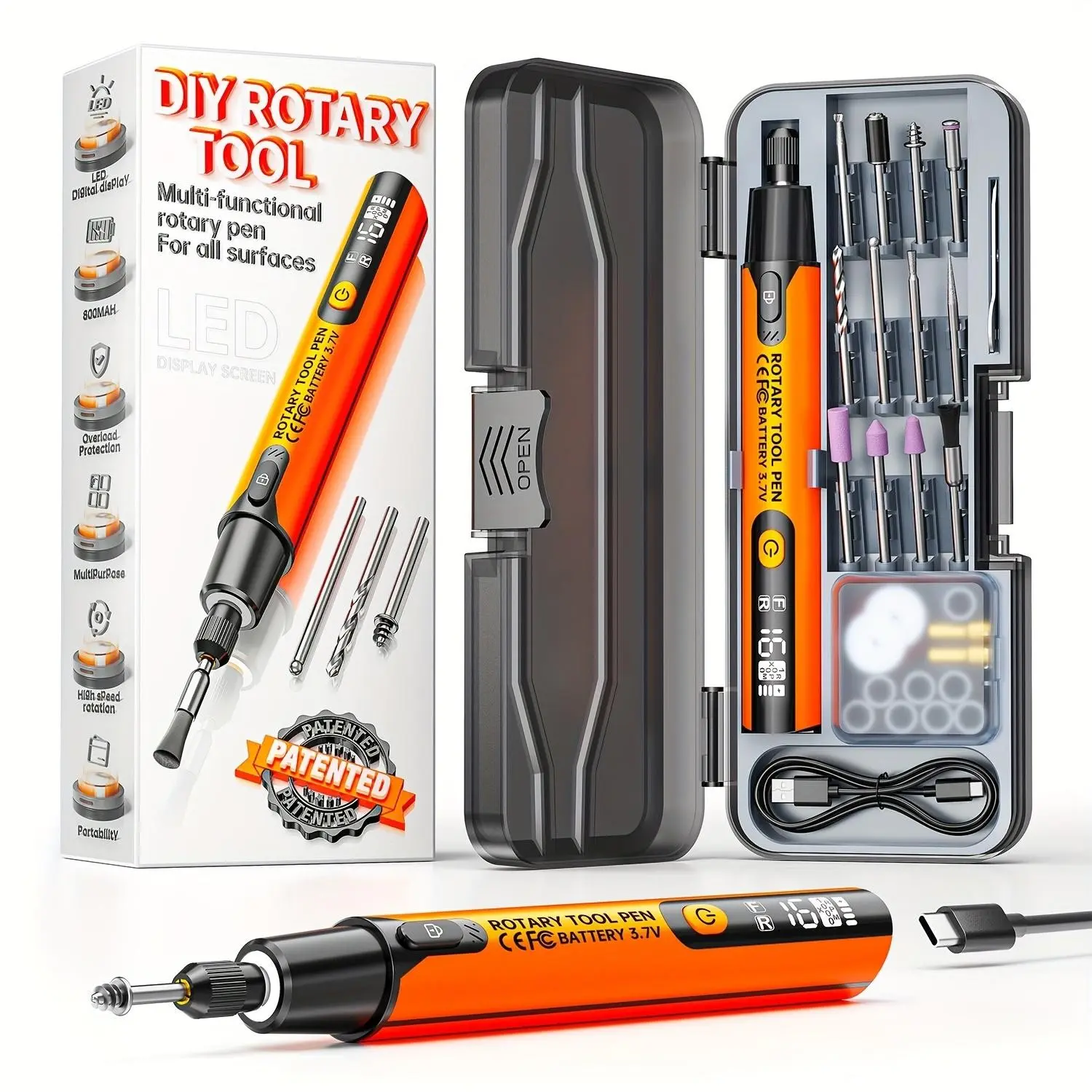 Portable USB Mini Lightweight Electric Polishing Machine, Rechargeable Carving Pen Tool Set, Precision Polishing and Grinding Tools for DIY Metal Processing, Rotary Tool Kit