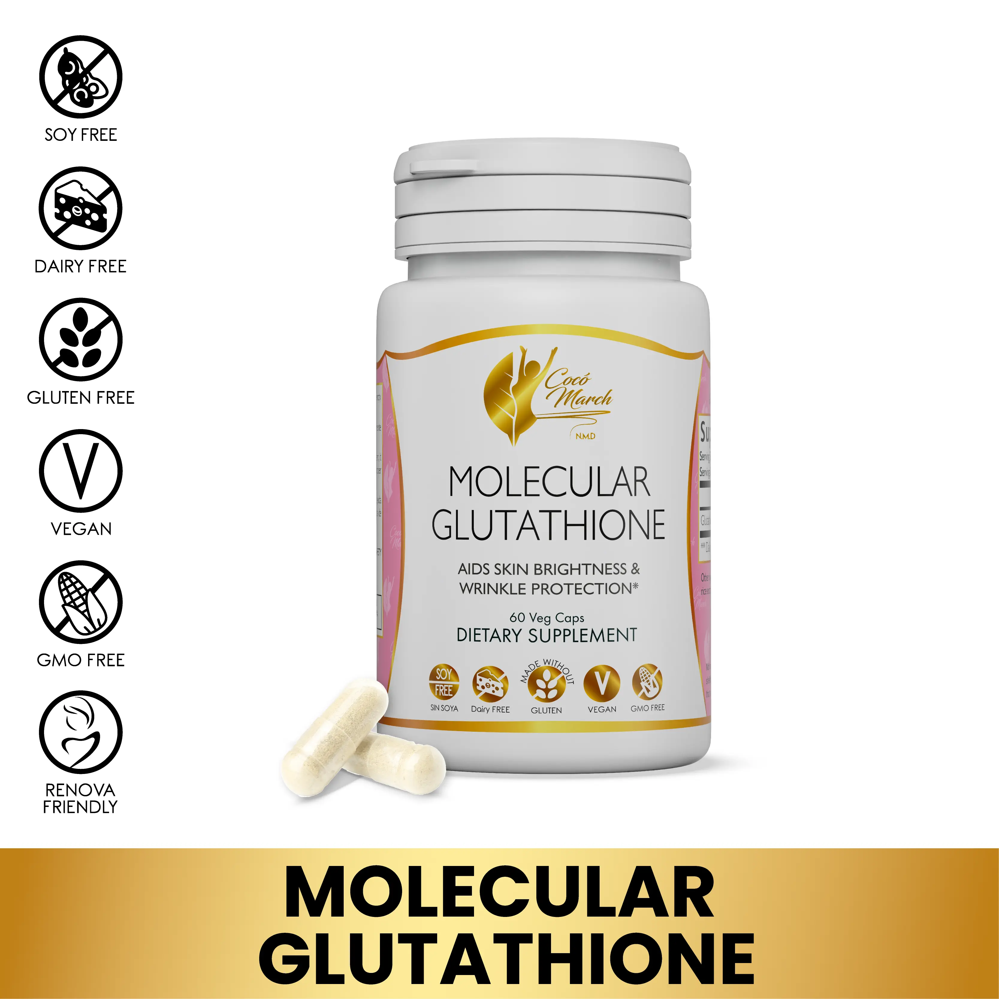 Coco March N.M.D Molecular Glutathione Dietary Supplement, Immune System  Boosting Wellness Supplement for Adults - 60 Capsules per Container -  TikTok Shop