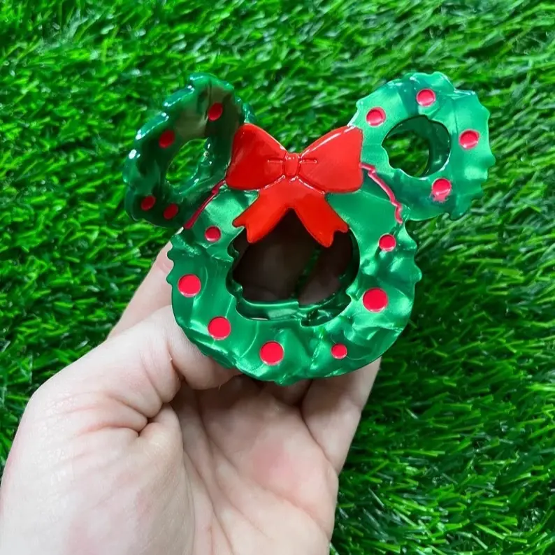 Mouse Holiday Wreath Hair Claw ( ships 12/9 )