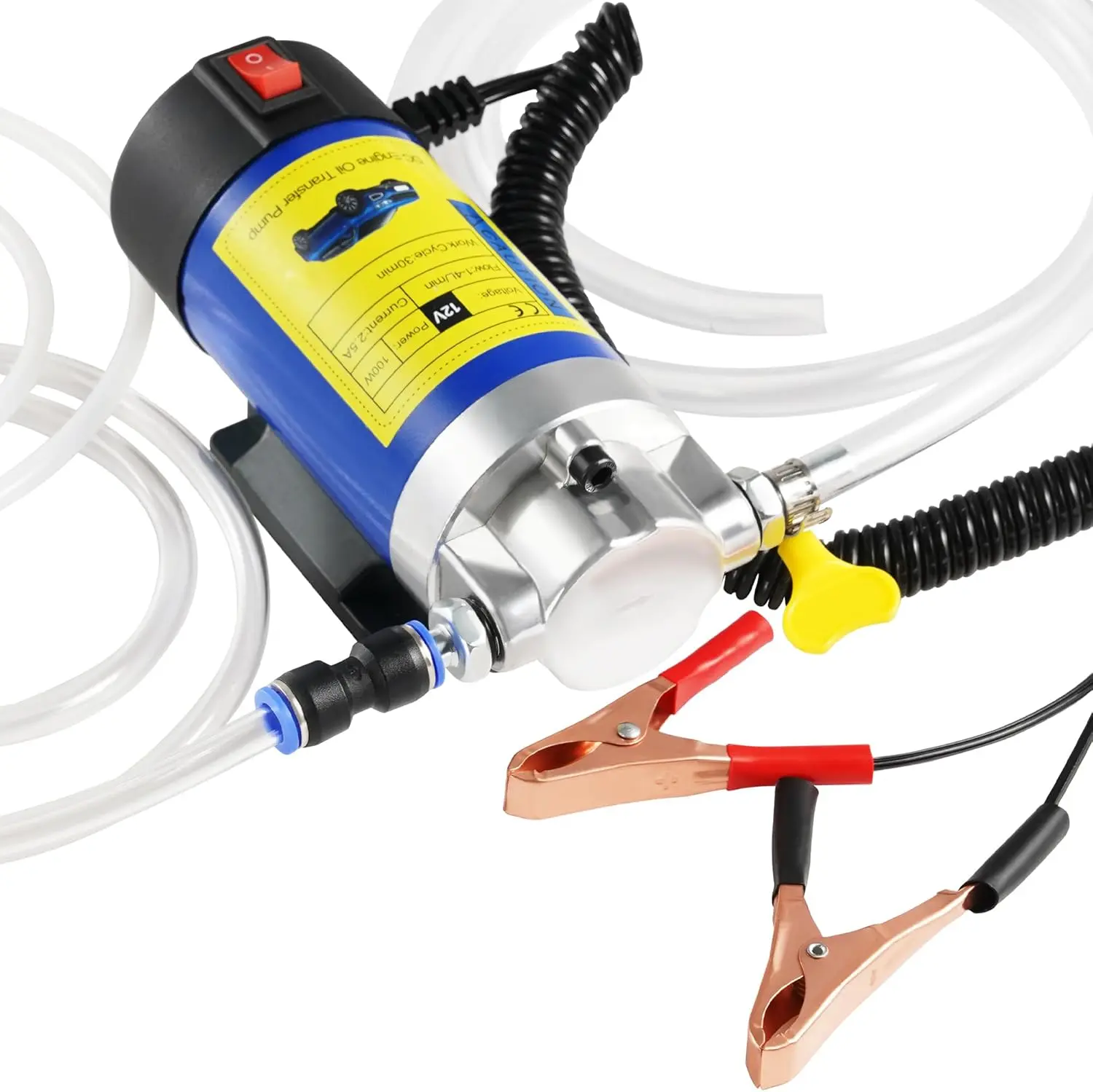 12V Oil Extractor Pump, 100W Electric Fluid Transfer Pump for Engine Oil Change, Self Priming Design for Motor Oil, Gear Oil and Transmission Fluid, for Car, Mower and Marine Use