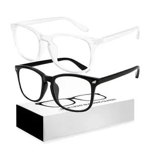 Blue Light Glasses for Women Men | 99% Blue Light Blocking Glasses for Computer Gaming TV Phone Screen Square Frame | Anti Eyestrain & UV Glare Protection - 2 Pair