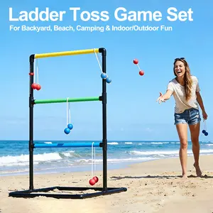 Ladder Toss Game, Ladderball Golf Set with Tossing Balls, Ladder Ball Games for Outdoor Lawn, Yard & Backyard for Family, Adults & Kids, Complete with 6 Bolas, Score Trackers & Carry Bag