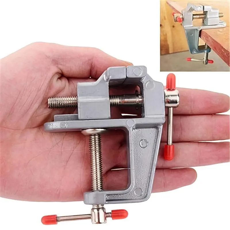 Compact Bench Vise - Mini Adjustable Tabletop Clamp for DIY Projects, Woodworking, Jewelry Making & Crafts - Durable Metal & Rubber Grip with Precision Engineering