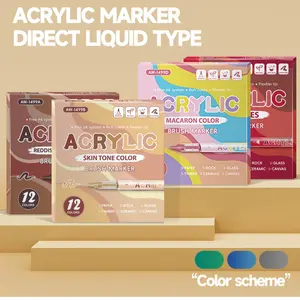 12-Pack Acrylic Paint Markers, Soft Tip Brushes, Fast-Drying Waterproof Ink, Ideal for Stone, Plastic, Wood, Canvas, Glass, Ceramic, Metal Art, Christmas Gift