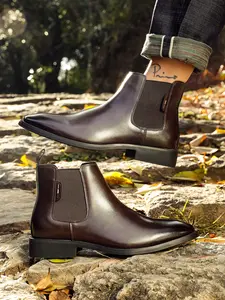 Men's Fall Winter Fashion Outdoor Pointed Toe Chelsea Boots, PU Upper Boots, Slip-On Short Boots, Trendy Men's Shoes, Casual Wear