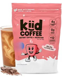 Kiid Coffee - 99.9% Caffeine-Free Organic Coffee for Kids - As Seen on Shark Tank - 12 Vitamins & Minerals, 4g Prebiotics, 0g Sugar - Non-GMO & Gluten-Free - Healthy Snack - Chocolate - 12 Servings Herbal Kidney Health Tea Cold Brew Coffee Electric