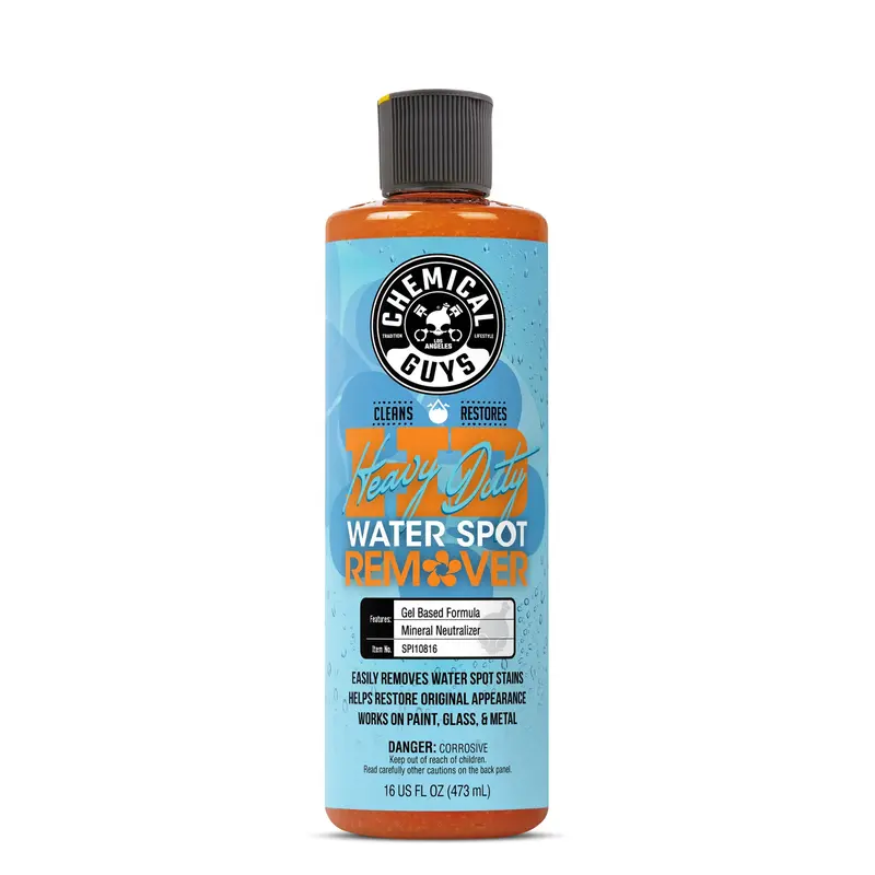 CHEMICAL GUYS Heavy Duty Water Spot Remover – Fast-Acting Gel Cleaner Eliminates Hard Water Spots, Stains & Mineral Deposits from Car Paint, Glass, Chrome, Metal & Wheels – Restore Shine & Clarity - Helps Prevent Paint Etching