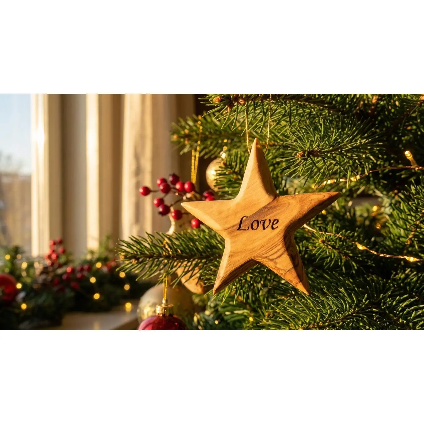 Personalized Christmas star ornament | Olive wood customized name tree ornament Gift Decoration