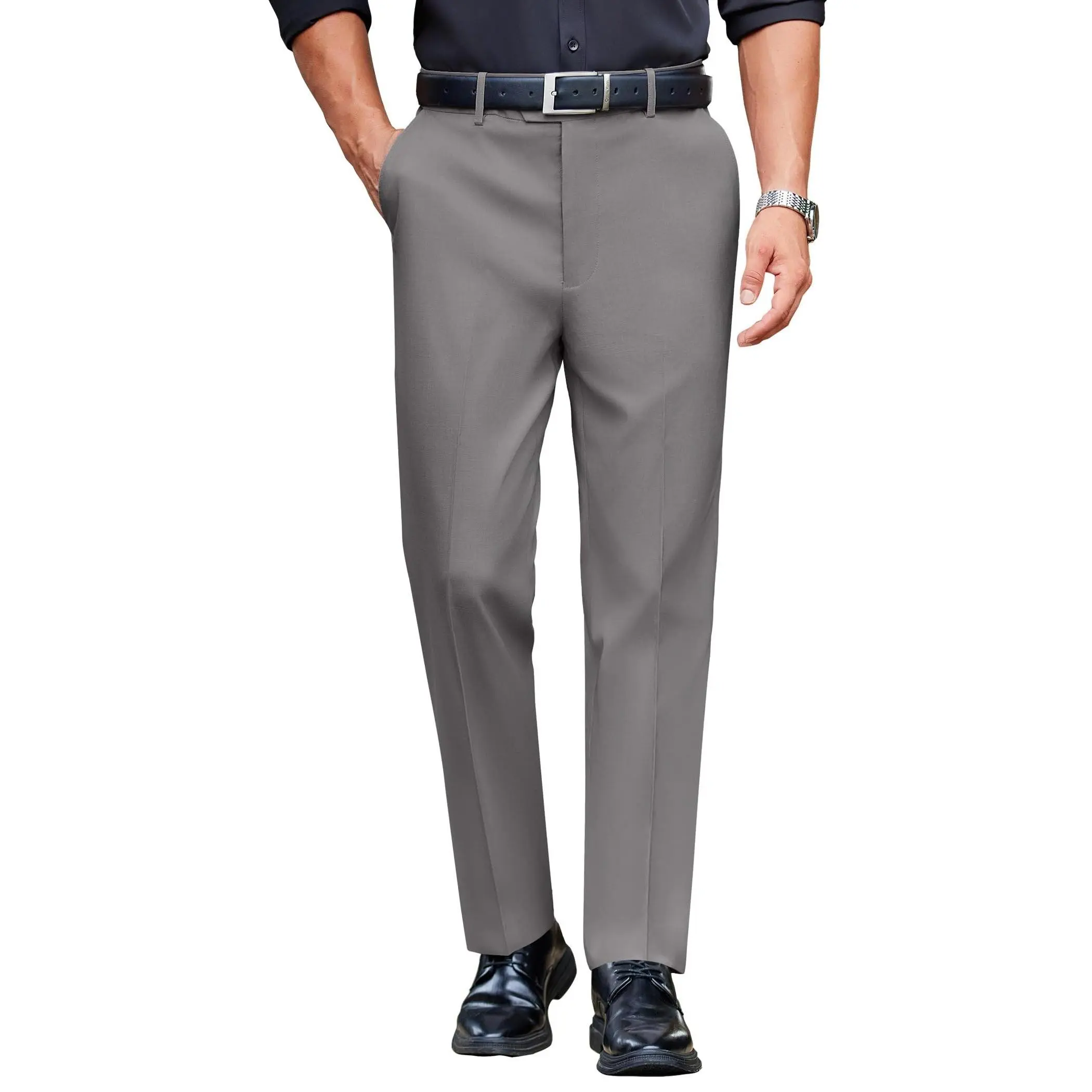COOFANDY Menswear Classic Casual Thin Spandex Fabric Dress Pants - Expandable Waist, Slim Fit, Flat Front Slacks for Office, Trouser, Fashion, Elastic, Stretchy, Wrinkle, Ankle‑Rise Neat Fit