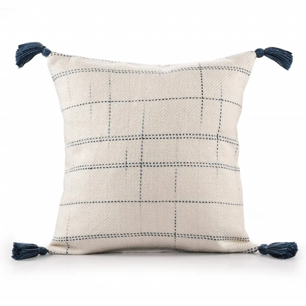 HomeRoots Set of 2 Blue Geometric Zippered Polyester Square Throw Pillows, 4x20x20 in. Home Decorative Cushions, Square Cushion, Home Decorative Cushion