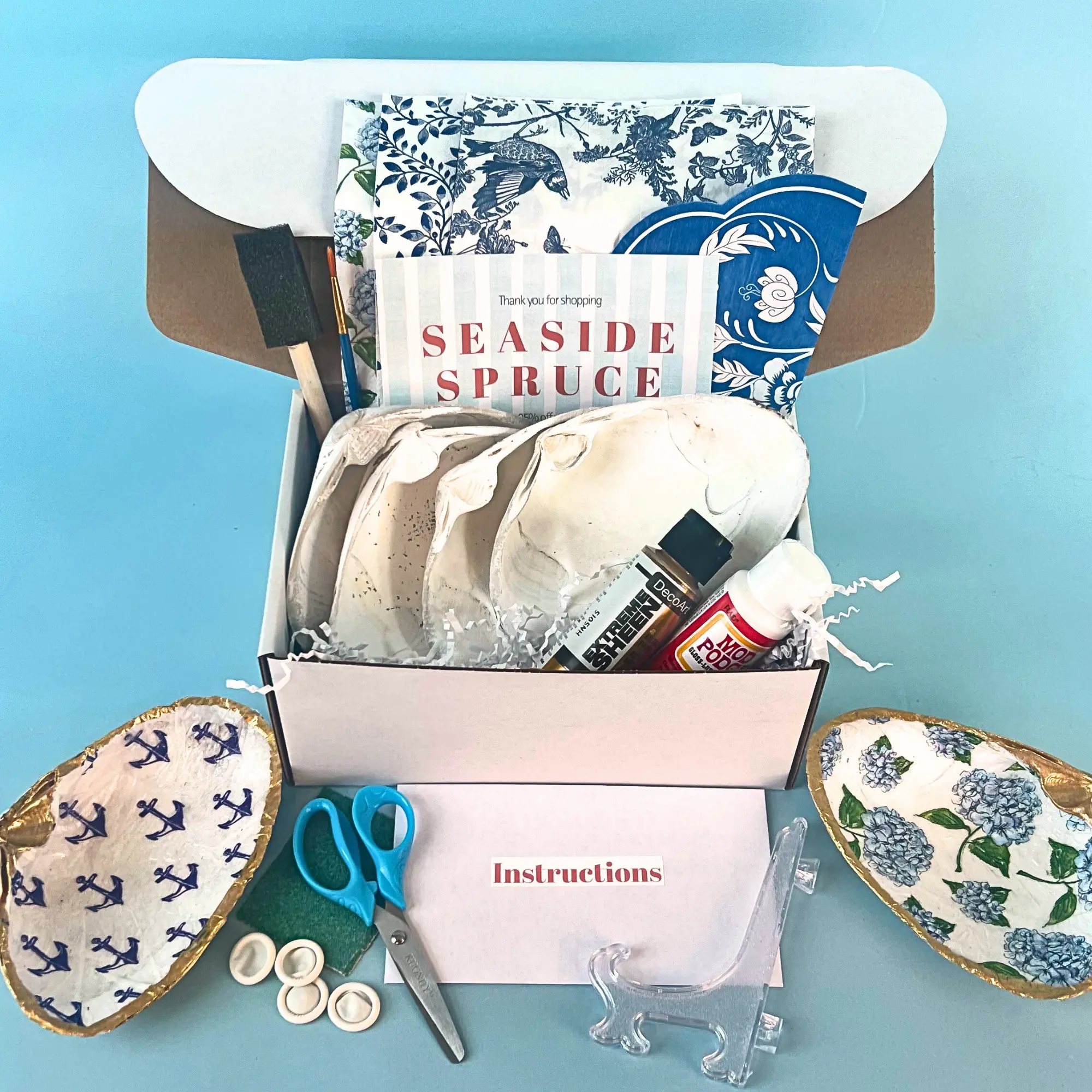 Large Clam Shell Decoupage Kit DIY Crafts DIY Home Projects Decoupage Napkins Craft Kits Crafts for Adults Craft Box for Kids Crafting Ideas Womens Retreat Gift Womens Fun Group Activity Kit Cute Gift Idea for Mom Gift for Friends Birthday Gift Idea