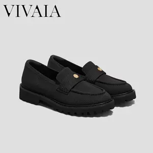 Recommend Size down ½| VIVAIA Round-Toe Platform Chunky Loafers, Height Boosting,Stable Block Heel,Herbal Arch Support Breathable Knit,Blister-Free Heel Padding ,Lightweight Preppy Style / Office Chic / Date Night (Francesca)