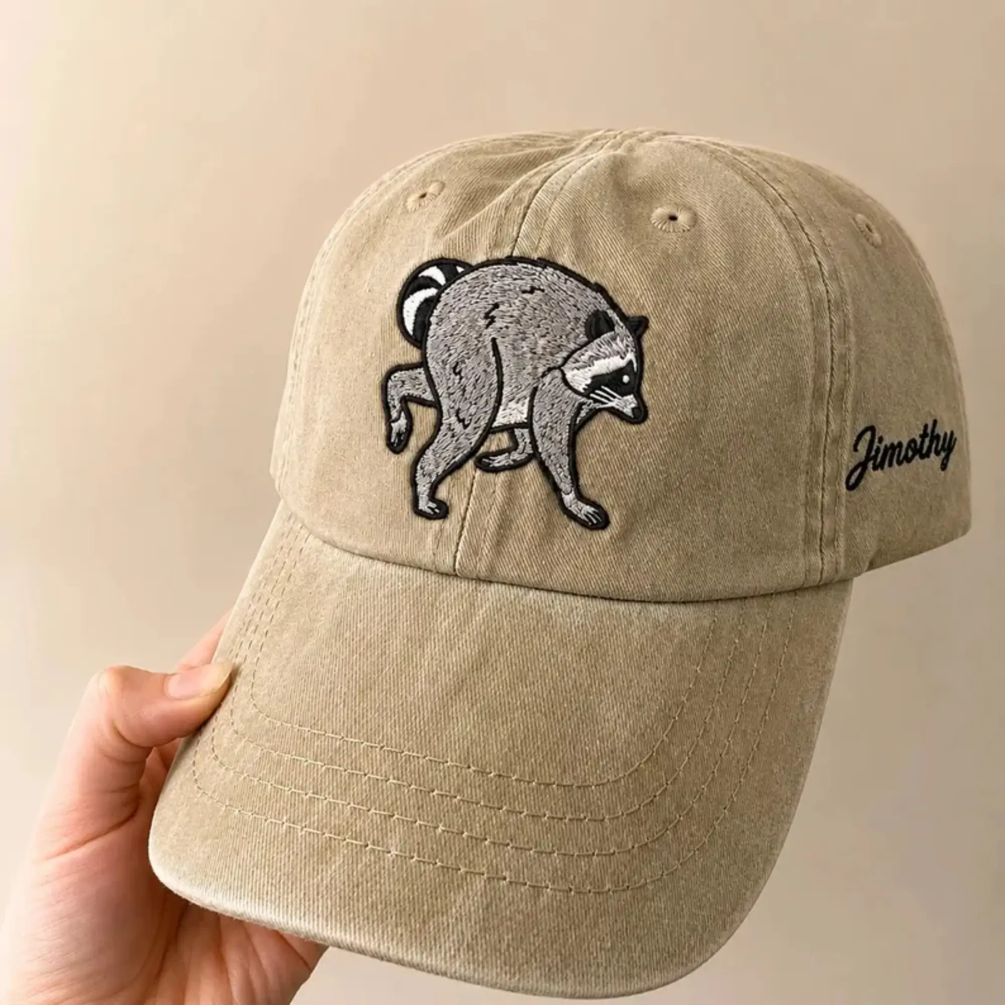 Funny Jimothy Raccoon Viral Embroidered Vintage Dad Cap, Famous Seattle Raccoon Hat, Cute Trash Panda Hat