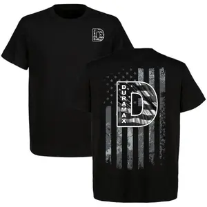 Duramax Diesel T-Shirt – American Flag and Duramax Logo Graphic, Perfect Gift for Truck Enthusiasts and Diesel Lovers, Men's Cotton Tee