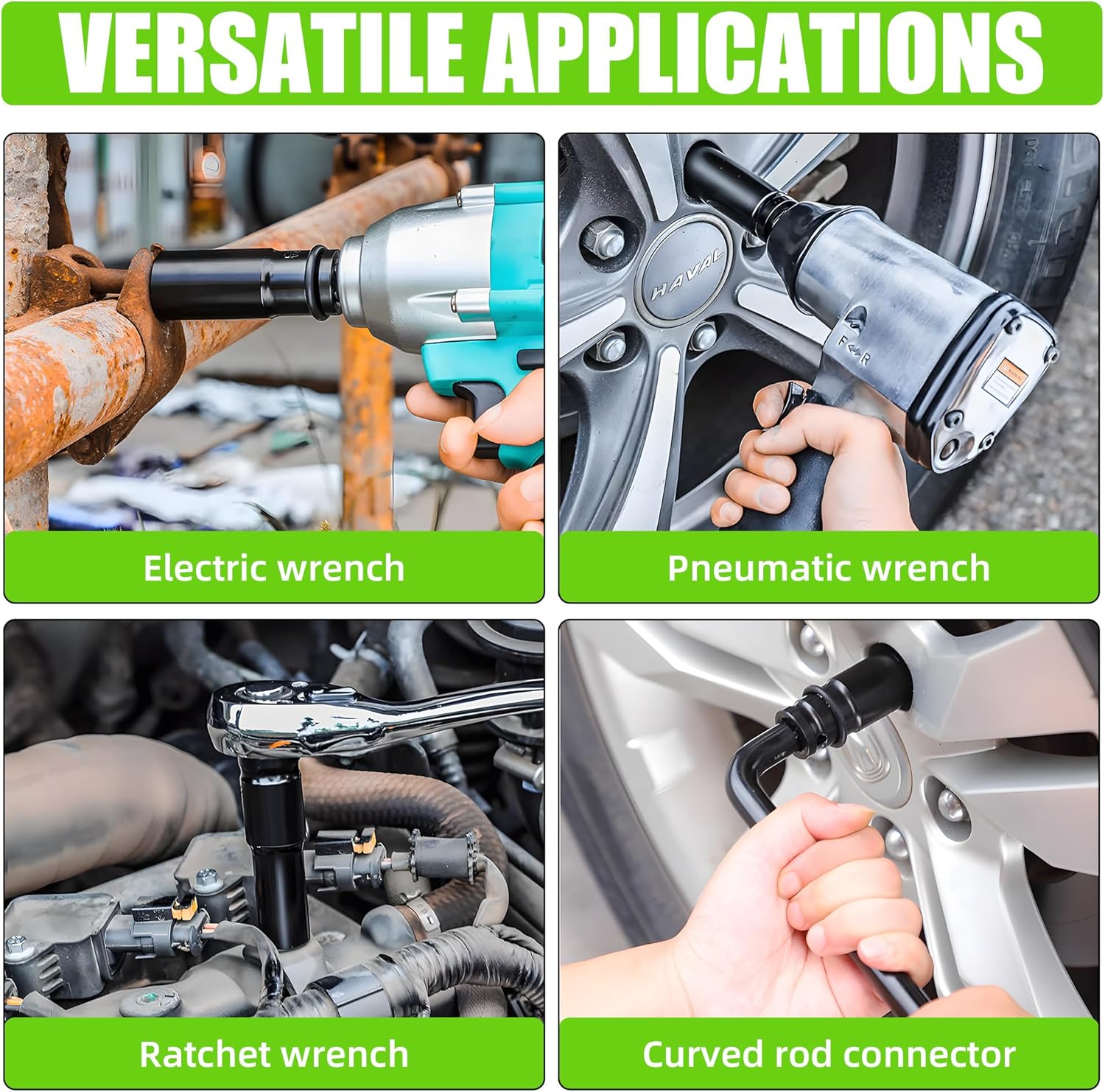 11pcs 1/2'' Drive Impact Socket Set Metric 6 Point Deep Well Cr-V Sockets (10mm-24mm) with box