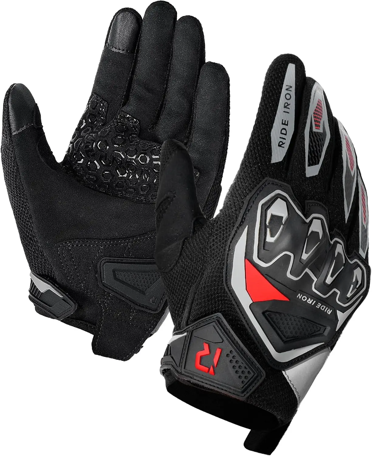 Motorcycle Gloves for Men & Women, Summer Touchscreen Riding Gloves with Palm Sliders, Protective Gear for Road Racing, Dirt Bike, BMX, ATV Black-L