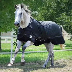 Jeffers Supreme Plus 1680 Denier Heavy Weight Horse Turnout Blanket, 360 Gram Fill, Black