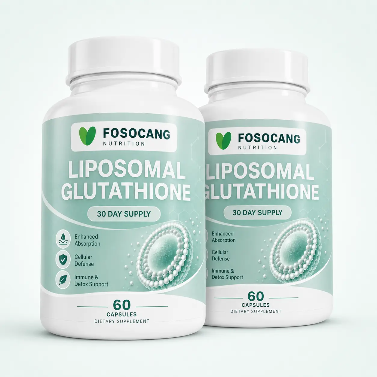FoSoCang Liposomal Glutathione Capsules (60 Count) - Adults' Lifestyle Supplements, Healthcare Wellness Vitamins, Skin Care Beauty Supplement for Skin Glow, Immune & Detox Support, Immune Support