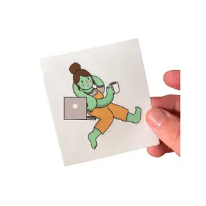 Girl with Computer Sticker 3x3 inches kiss cut vinyl sticker