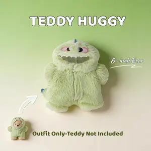 TEDDY HUGGY Cuddly Teddy Bear Collection – 6" Cute Little Bear with Rotatable Joints, Comes with Different Cute Animal Costumes, Soft Plush Toy, Includes a Keychain That Can Be Attached Anywhere, Suitable for Kids & Adults, Birthday/Anniversary Gift