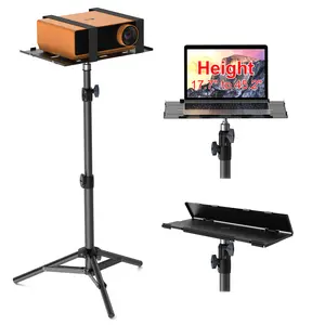 Projector Stand Tripod, Laptop Tripod Stand, Foldable Portable Projector Floor Mount, Height Adjustable from 17.7" to 45.2", with Folding Plate, Capacity 22lb, for Outdoor Movies, Home, Office