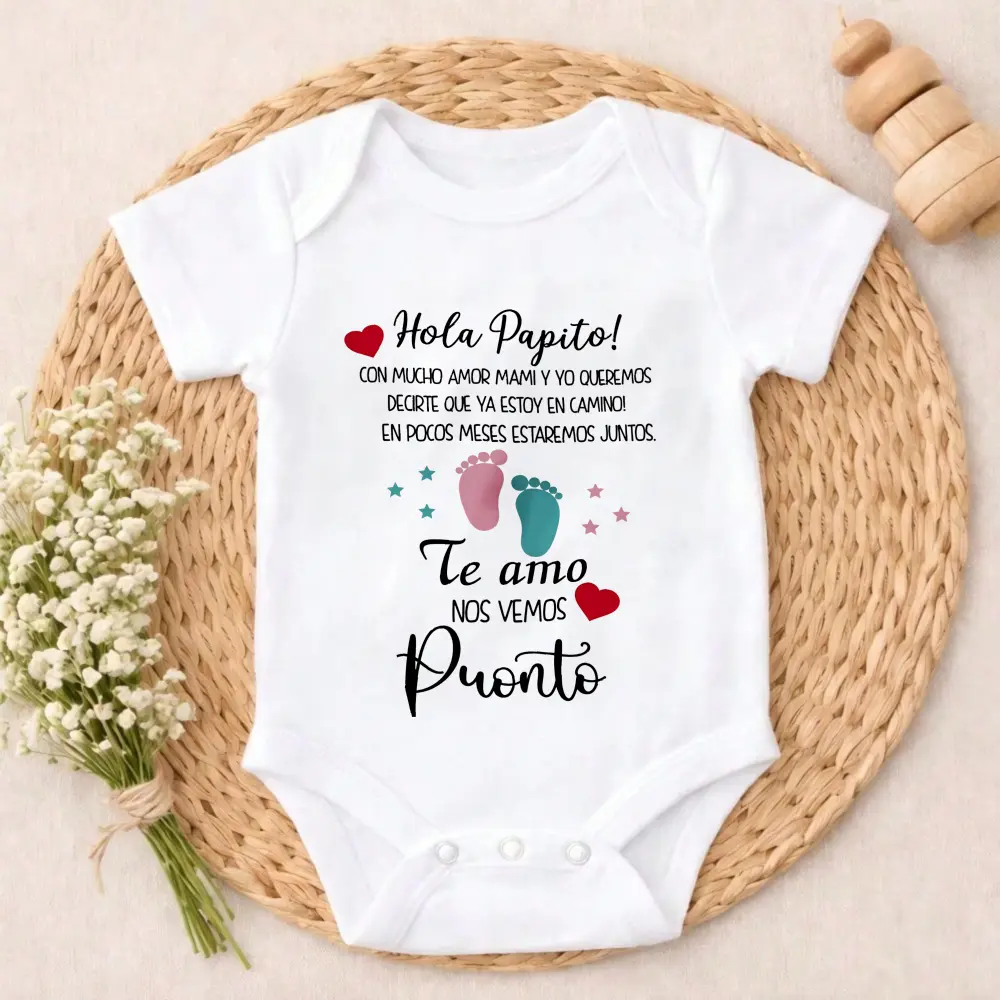 Baby Bodysuit Hola Papito Love Message Print 100% Pure Cotton Non-Irritating Snap Closure Breathable Perfect For Gifting & Everyday Baby Girl Clothes
