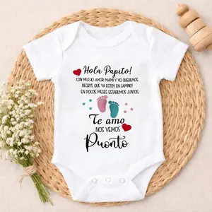 Baby Bodysuit Hola Papito Love Message Print 100% Pure Cotton Non-Irritating Snap Closure Breathable Perfect For Gifting & Everyday