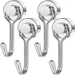4pcs Heavy-Duty Rotating Magnetic Hooks, 10lb Weight Capacity, Sturdy and Durable for Homes, Offices and Garages