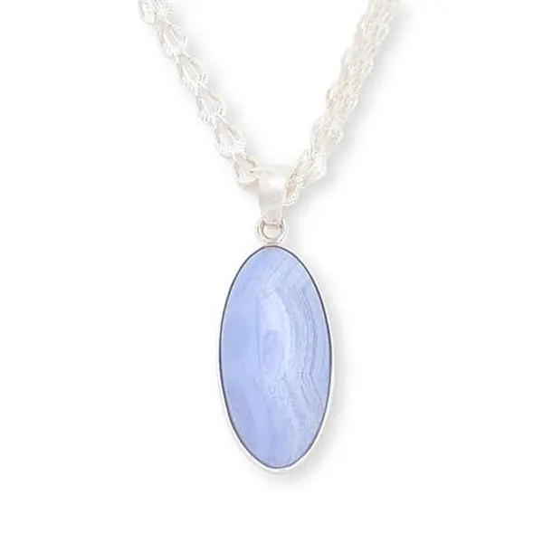 Mine Finds by Jay King Sterling Silver Blue Lace Agate Pendant with Chain