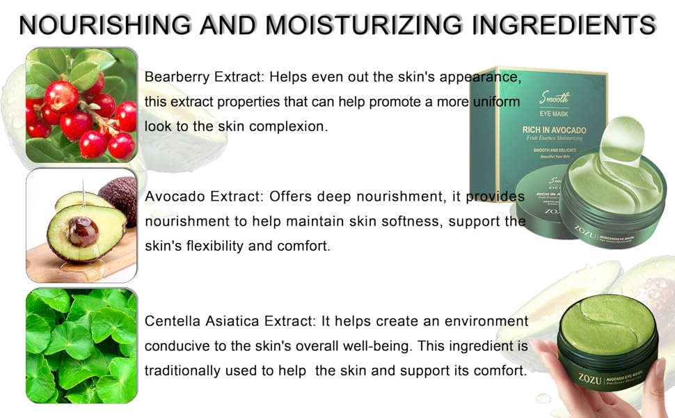 Avocado Moisturizing Collagen Eye bagMask,60pcs/set Under Eye Mask, Eye Care Product for Dark Eye Bags, Skin Care  Gift Moisturizer Hydrating Comfort-Mother's Day Gift gua sha