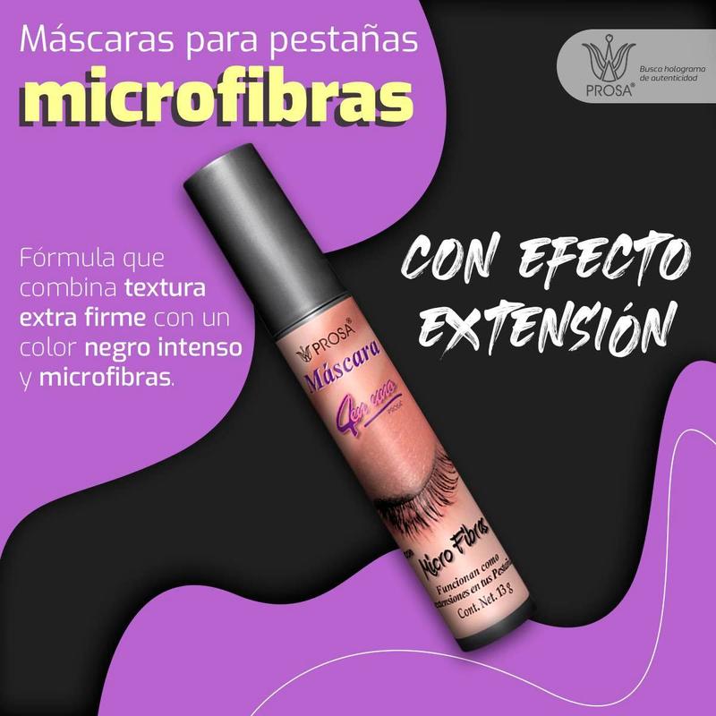 Prosa 4 in 1, (3 Pack) Mascara Maxi Volumen with Micro Fibras, Professional Black, 4 in 1 Eyelash Makeup Volumizing Water Proof Cosmetic