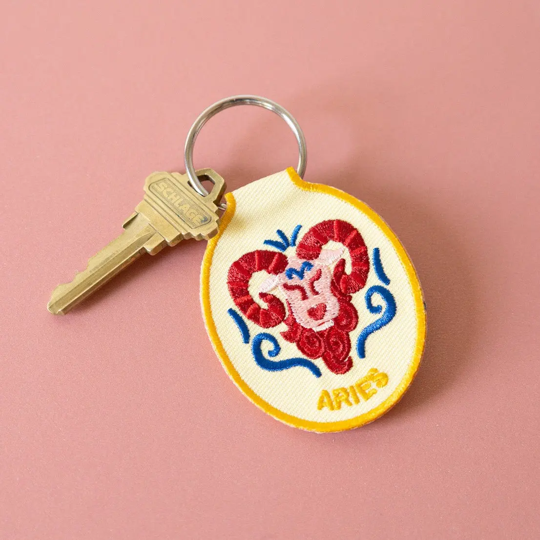 Aries Embroidered Keychain