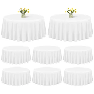 Showgeous 8-Pack 90"/120" Round Polyester Tablecloths – Durable, Wrinkle-Resistant Covers for Weddings, Valentine’s Day, Baby Shower, Bridal Shower & Birthday Parties