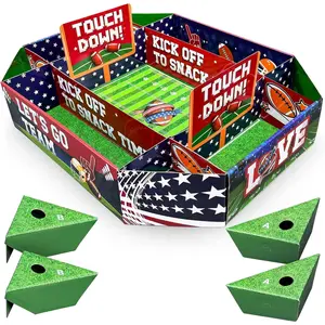 Day Football Stadium Snack Tray -  Football Field Platter with 4-Grid Dividers & Corner Sauce Holders, Large Disposable  Server for Tailgating & Party Decorations