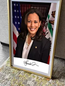 Kamala Harris Signature Portrait Poster, Home Décor
