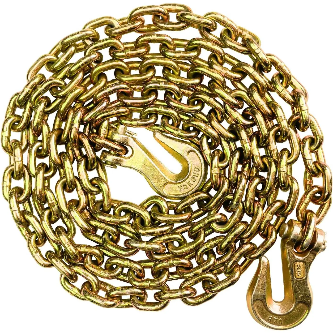 3/8 Chain Trailer Chains with Hooks, Grade 80 Tow Log Chain 7100 lbs Working Load for  Farm Construction(3/8 in x 10FT)