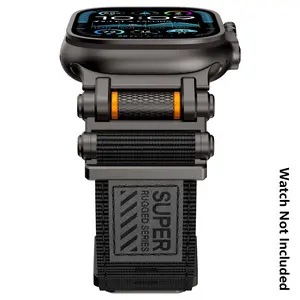 Nylon Sport Band for Apple Watch Ultra 3/2/1 – Military-Grade Durable & Sweatproof with Stainless Steel Connector – Fits Series 10-3/SE (42mm/44mm/45mm/46mm/49mm) -Black Smart Watch Straps (Watch Not Included)