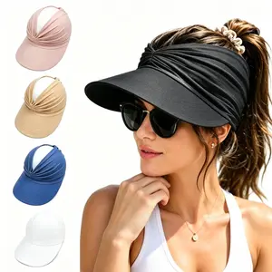 Wide Brim Visor Hats for Women – Lightweight, Packable Ponytail Sun Hat, Comfortable & Quick-Dry Breathable Sun Visor for Casual Outdoor Wear