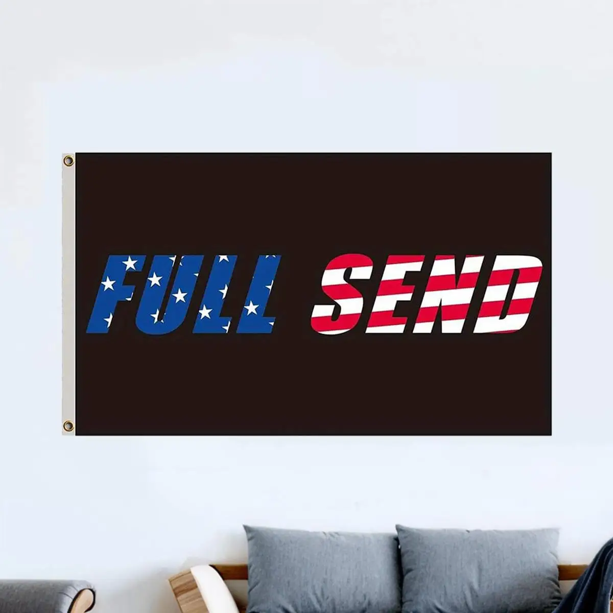 Full Send Pattern Flag, Funny Banner for College Dorm Room Decoration, Party Supplies for Home Decor, Bedroom Decor, Bedroom Accessories, Summer Gift