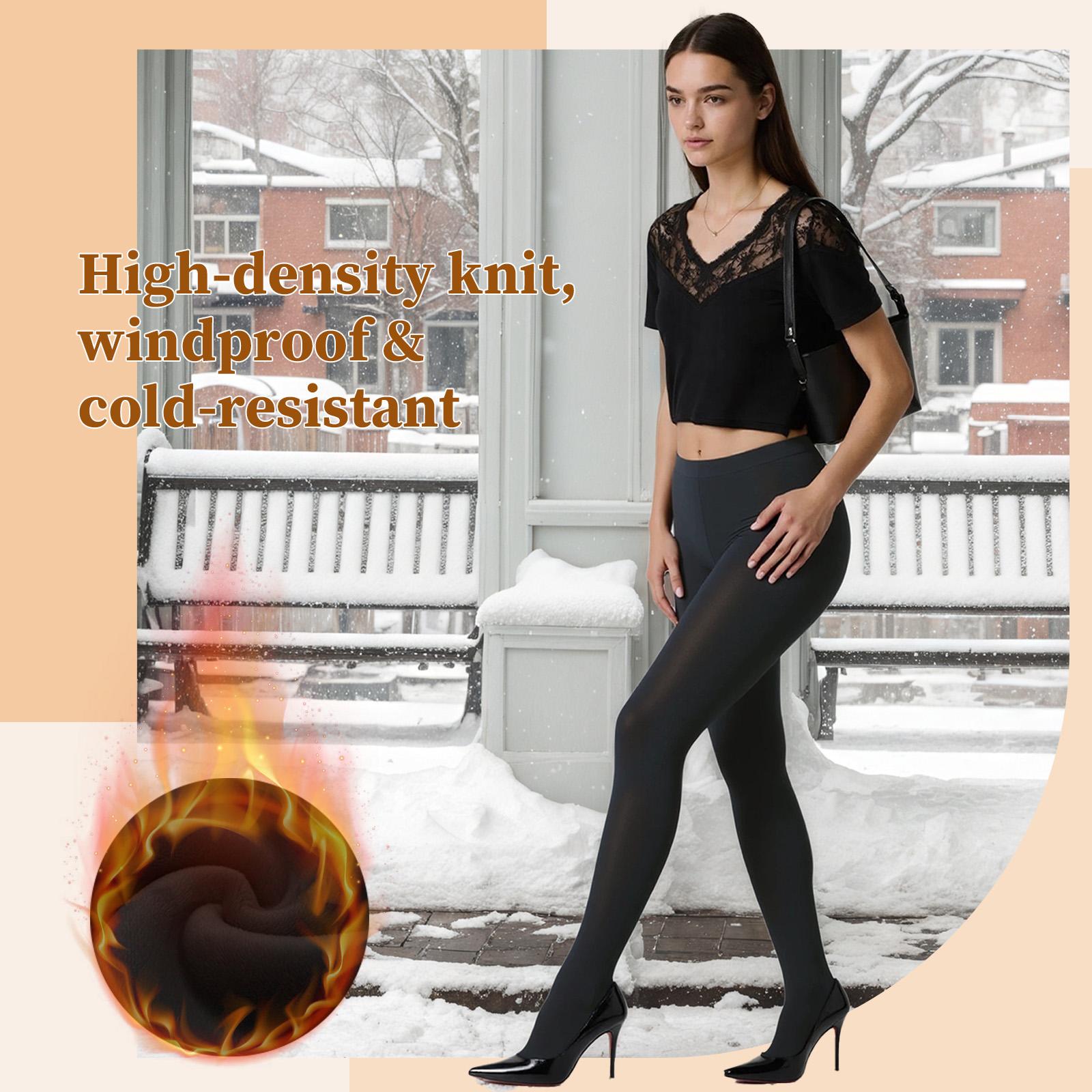 Women’s 400D Fleece Lined Tights 2 Pack – Thick Thermal Pantyhose, Warm Winter Leggings, Black S/M Slim Fit Womenswear