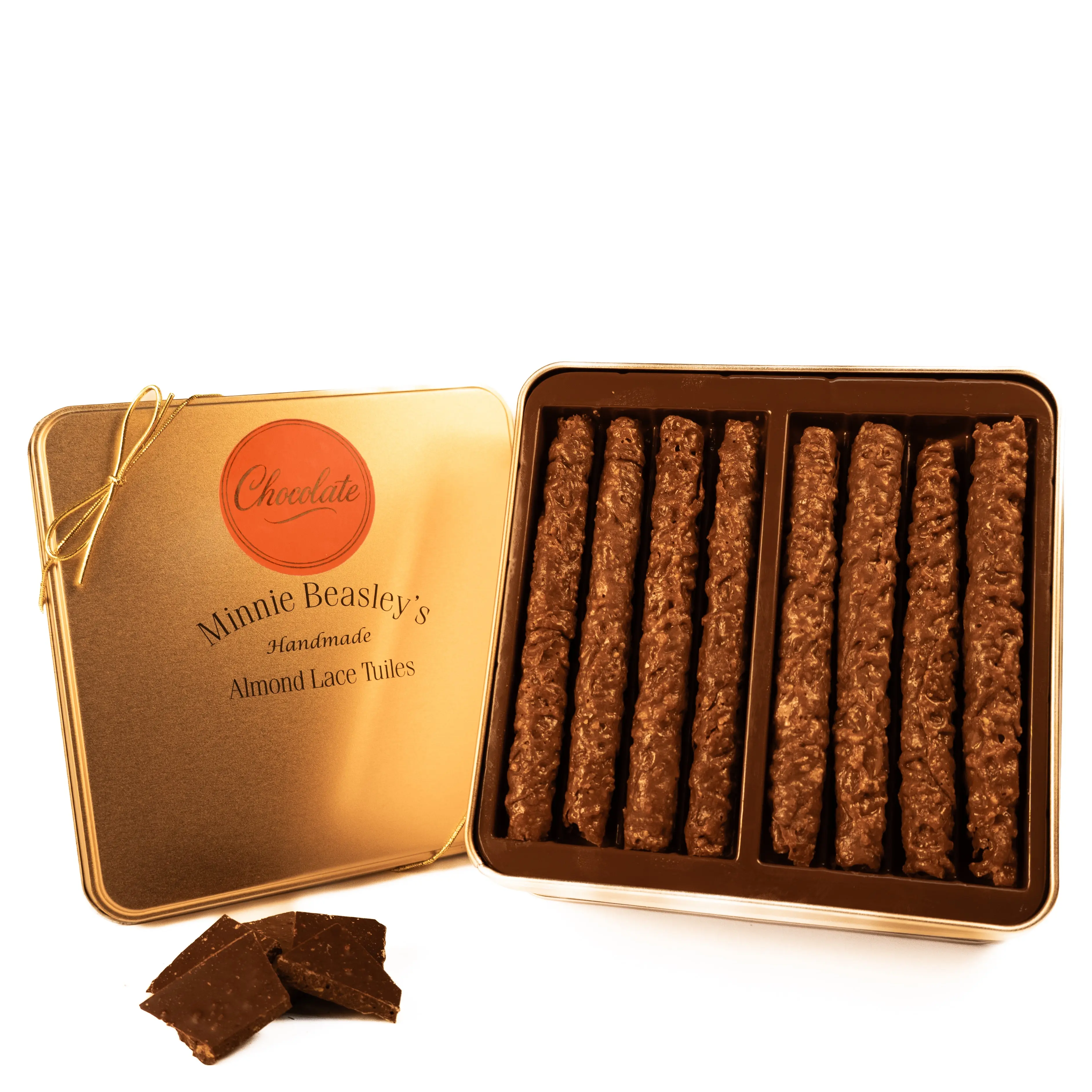 Chocolate Almond Lace Tuile Gift Tin - 24ct Chocolate Almond Lace Tuile Gift Tin - 24ct