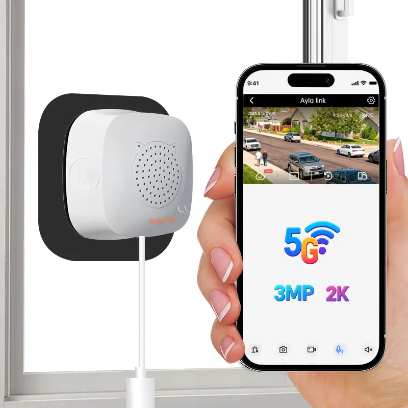 Ayla Link 2K (3MP) Window Camera for Home Security, Color Night Vision, AI Auto Zoom, Dual-Band 2.4GHz/5GHz WiFi Indoor Camera, AI Person & Motion Detection, 24/7 Recording, SD Card Storage (Not Included), Easy Setup