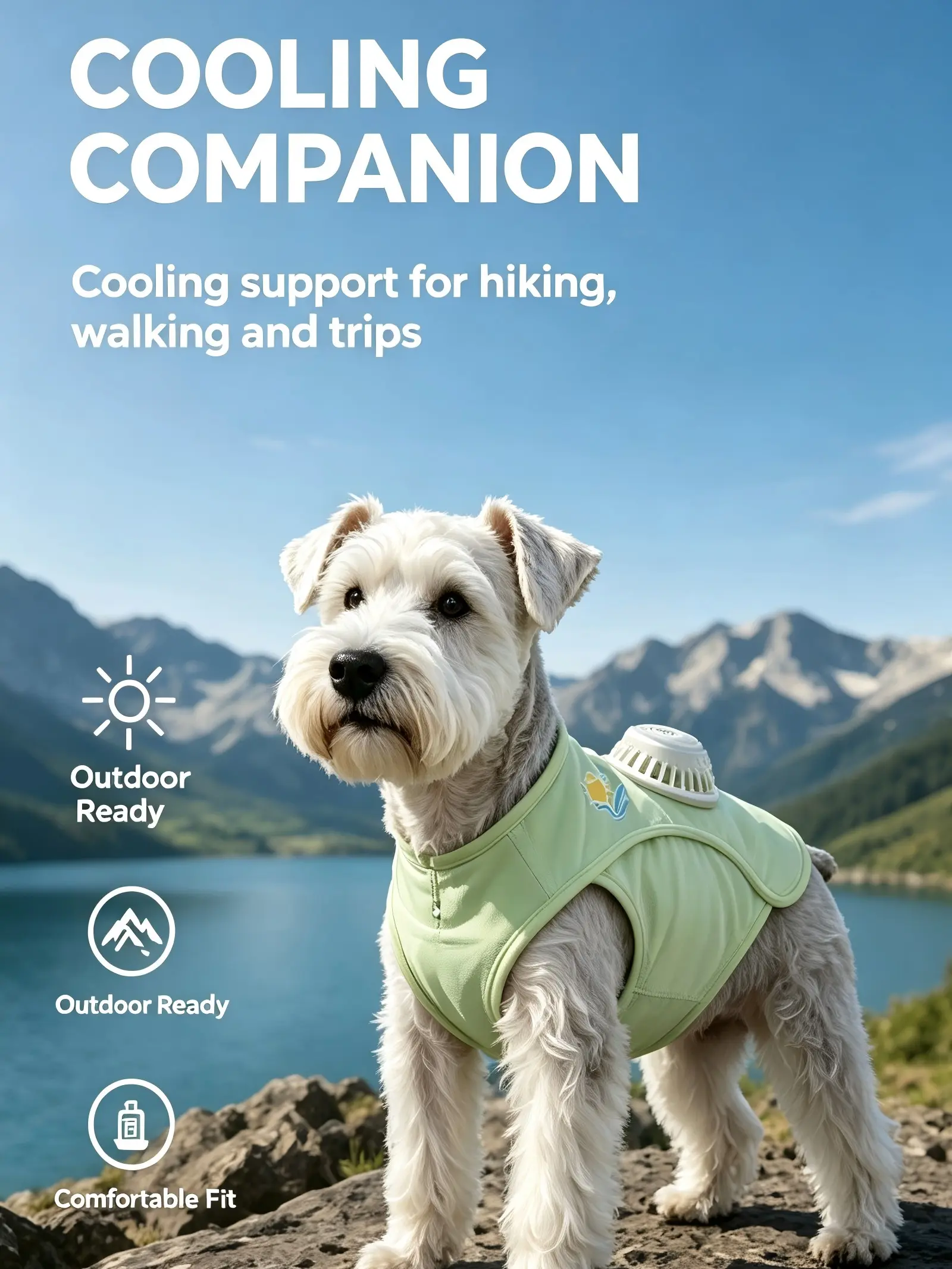 Cat and Dog Wearable Air Conditioner | Summer Cooling Breathable Sun Protection Vest with Removable USB Fan | Three-Speed Ventilation Pet Cooling Vest