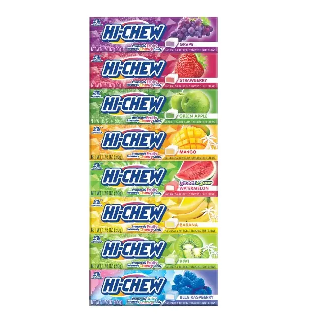 HI-CHEW Variety Sticks, 8-Pack, Soft & Chewy Candy, 1.76oz Each - Made with Immensely Juicy Fruity Flavors - Grape, Strawberry, Green Apple, Mango, Watermelon, Banana, Kiwi & Blue Raspberry