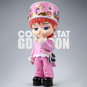 Kawaii GD‑Dragon Chibi Figurine, Luxury Pink Crown Fashion PVC Figure, K‑Pop Star Collectible Toy Gift for Fans
